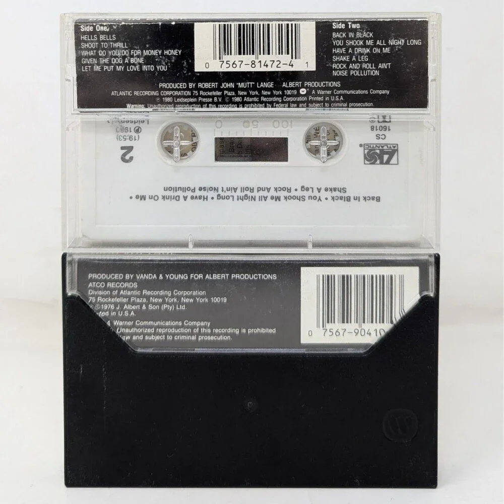 Vintage AC/DC Cassette Tape Lot High Voltage 1976 And Back In Black 1980 - Picture 2 of 7